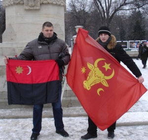 Csibi Barna cu steagul Ţinutului Secuiesc la Chişinău